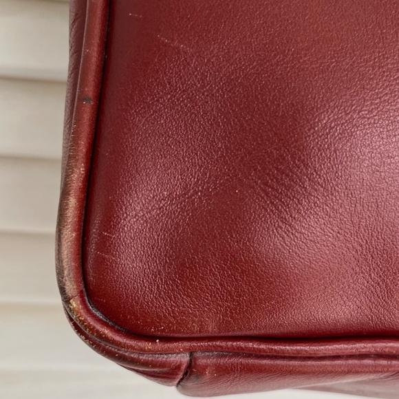 Vintage Double-Zip Chestnut Leather Shoulder Bag 12x9x3 - Picture 3 of 9